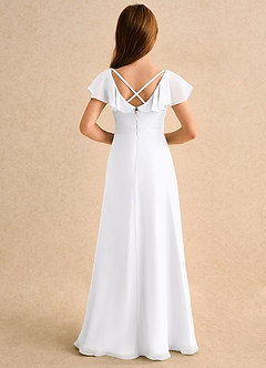 Azazie Nari Junior Formal vestidos de niña de las flores Vestido de Blanco de Gasa de Corte en A con Con mangas image2