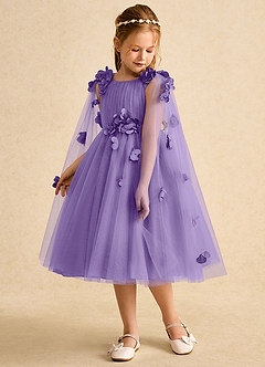 Azazie Staria Flower Girl Dresses Tahiti Ball-Gown Ruched Tulle Dress image5