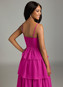 Azazie Kaiden Bridesmaid Dresses Fuchsia A-Line Sweetheart Neckline Chiffon Dress image7