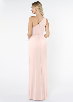 Azazie Jhene Final Sale Vintage Mauve Sheath One Shoulder Mesh Dress image4