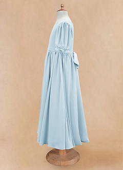 Azazie Joss Flower Girl Dresses Sky Blue A-Line with Sleeves Chiffon Dress image8