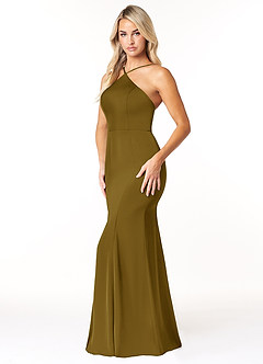 Azazie Stacey Final Sale Agave Mermaid Stretch Satin Dress image1