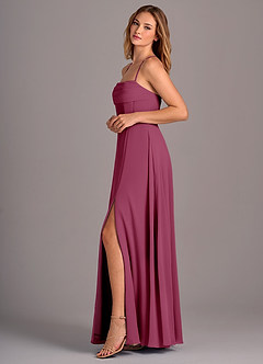 Azazie Carolyn Brautjungfernkleider A-Linie Plissee Chiffon Kleid Maulbeerrot image3