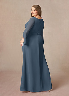 Azazie Belinda Mother of the Bride Dresses Neptune A-Line V-Neck Pleated Chiffon Dress image9