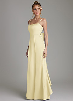 Azazie Zherra Bridesmaid Dresses Lemon Sorbet Mermaid Bow Stretch Satin Dress image2
