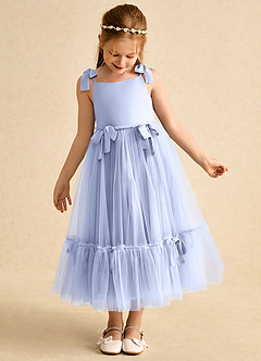 Azazie Jaci vestidos de niña de las flores Vestido de Hielo de Gasa de Corte En A con Tirante Espagueti image6