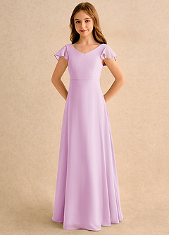 Azazie Nari Girls Formal Flower Girl Dresses Candy Pink A-Line with Sleeves Chiffon Dress image6