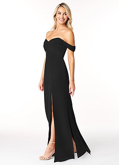 Azazie Joretta Robes de demoiselle d'honneur Robe Trapèze Convertible en Mousseline de soie Encolure en Forme de Cœur Noir image4