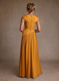 Azazie Kalleen Moeder van de bruid jurken A-Lijn Jurk van Chiffon Geplooid Boterbabbelaar image3