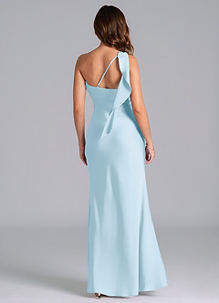 Azazie Driea Brautjungfernkleider Meerjungfrau-Linie One-Shoulder Stretch-Satin Kleid Himmelblau image2