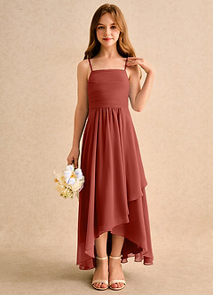 Azazie Twilight Dance Girls Formal Blumenmädchenkleider A-Linie Plissee Chiffon Kleid Terrakotta image5