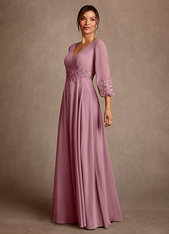 Azazie Yorba Mother of the Bride Dresses Vintage Mauve A-Line Lace Chiffon Dress image4