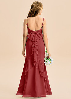 Azazie Lioren Junior Rust Mermaid Bow Chiffon Dress image5