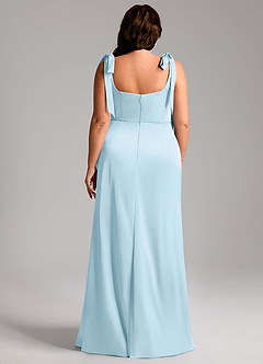 Azazie Frostine Bridesmaid Dresses Sky Blue A-Line Bow Stretch Satin Dress image11