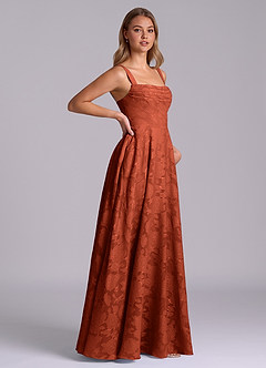Azazie Shaude Bridesmaid Dresses Auburn A-Line Pleated Floral Burnout Dress image7