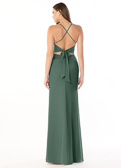 Azazie Aribella Bridesmaid Dresses Sea Moss Sheath Ruched Chiffon Dress image2