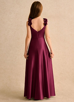 Azazie Rosita Girls Formal Flower Girl Dresses Burgundy A-Line Pleated Stretch Satin Dress image5