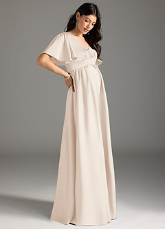 Azazie Verna Brautjungfernkleider für Schwangere A-Linie Gestreift Stretch-Satin Bodenlänge Kleid image6