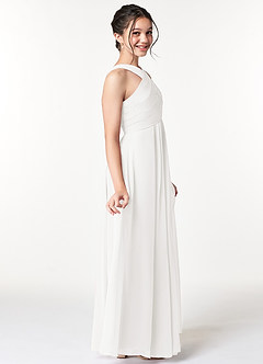 Azazie Kaleigh Junior Ivory A-Line Pleated Chiffon Dress image5