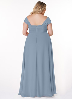 Azazie Kaitlynn Bridesmaid Dresses Dusty Blue Empire Ruched Chiffon Convertible Dress image9