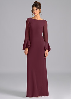Azazie Leone Bridesmaid Dresses Cabernet Mermaid Corset Chiffon Dress image5