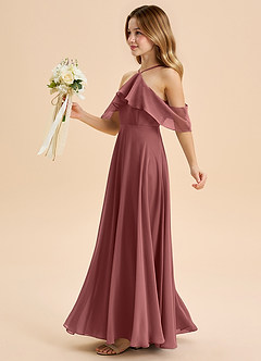 Azazie Tessabelle Junior Vestido de Amatista de Gasa de Corte en A con Vestidos sin tirantes image3