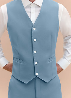 front James Light Blue Structured Stretch Suit Vest