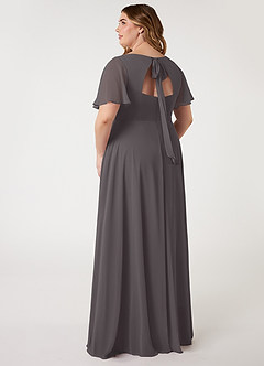 Azazie Kimber Bridesmaid Dresses Steel Grey A-Line Flounce Sleeve Chiffon Dress image8