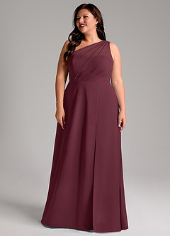 Azazie Phaedra Bridesmaid Dresses Cabernet A-Line One Shoulder Chiffon Dress image14