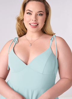 Barbie ♥ Azazie Bridesmaid Dresses Mist A-Line Bow Chiffon Dress image9