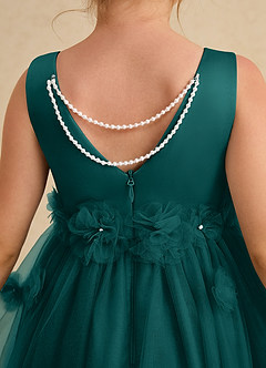Azazie Lux Flower Girl Dresses Peacock A-Line Beaded Tulle Dress image6