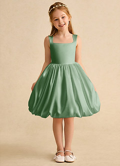 Azazie Nirvana Robe Demoiselle D'honneur Fillette Robe Princesse en Mat Satiné Rayé Matcha image2