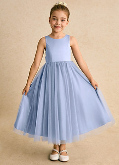 Azazie Solia Flower Girl Dresses Ice Ball-Gown Bow Tulle Dress image2