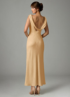 Azazie Kieryn Robes de demoiselle d'honneur Robe Sirène en Satin extensible Plissée Or image5