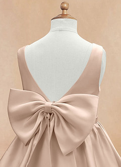 Azazie Margie Flower Girl Dresses English Rose A-Line Bow Stretch Satin Dress image7