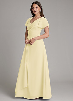 Azazie Kaya Brautjungfernkleider A-Linie Plissee Chiffon Kleid Zitronensorbet image7