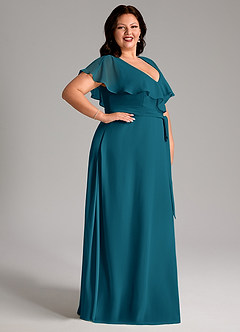 Azazie Lainey Bridesmaid Dresses Ink Blue A-Line with Pockets Chiffon Dress image12