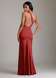 Azazie Voni Abiti da Damigella Abito Sirena in Raso Elasticizzato Monospalla Melograno image2