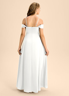 Azazie Anselie Junior Vestido de Blanco de Satén Elástico de Corte en A con Vestidos sin tirantes image2