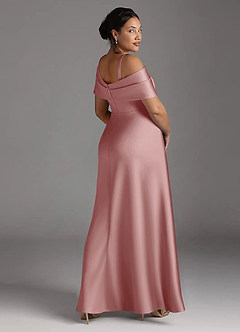Azazie Milton Mother of the Bride Dresses Dusty Rose A-Line Pleated Stretch Satin Dress image12