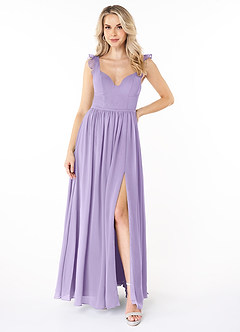 Azazie Stassie Bridesmaid Dresses Lilac A-Line Sweetheart Ruched Chiffon Dress image1