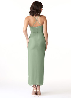 Azazie Ollie Brautjungfernkleider Etui Gestreift Stretch-Chiffon Kleid Matcha image2