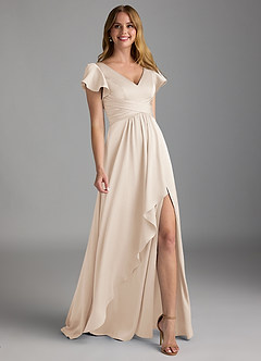 Azazie Omari Bridesmaid Dresses White Alabaster A-Line Stretch Satin Dress image1