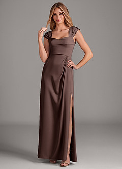 Azazie Laila Bridesmaid Dresses Ganache A-Line Sweetheart Neckline Stretch Satin Dress image3