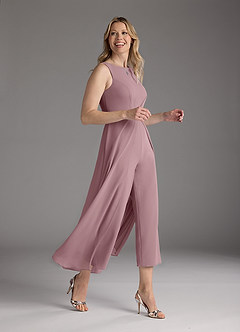 Azazie Anitta Mother of the Bride Dresses Dusty Rose Jumpsuit/Pantsuit Pleated Stretch Crepe Dress image4