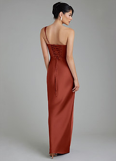 Azazie Sabrina Robes de demoiselle d'honneur Robe Sirène en Satin extensible Corset Terracotta image3