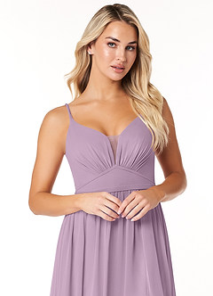 Azazie Rayna Abiti da Damigella Abito A-Line in Chiffon con Scollo a V a Pieghe Glicine image6
