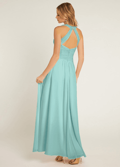 Azazie Claudia Bridesmaid Dresses Aqua A-Line Sweetheart Neckline Chiffon Dress image4