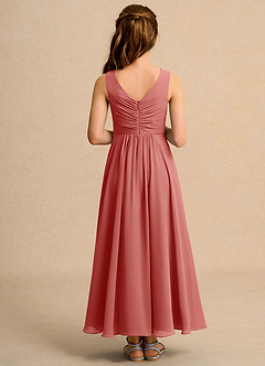 Azazie Ducky Junior Formal vestidos de niña de las flores Vestido de Rosa Antigua de Gasa de Corte en A con Plisado image2