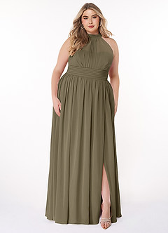 Azazie Iman Bridesmaid Dresses Willow Green A-Line A-Line Ruched Chiffon Dress image8